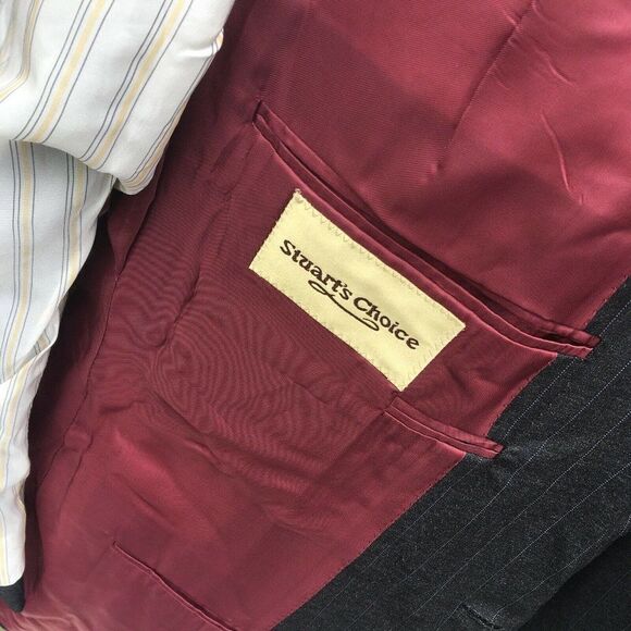 Stuarts Choice Sports Coat Paul Stuart Wool Gray Blue Lavender Striped Size 42 R - Picture 8 of 11